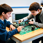 전자기술사 실기 대비 팀 프로젝트 사례 - Collaborative Problem Solving**

"A group of three electrical engineering students, fully clothed in...