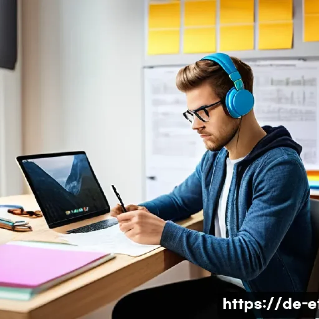 전자기술사 스터디 동기 부여 방법 - A focused young adult engineering student studying at a modern desk in a cozy, well-lit German-style...
