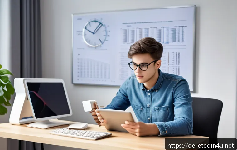전자기술사 필기 시험 성공 비결 - A focused young adult electronics engineering student studying at a modern desk in a bright, tidy ho...